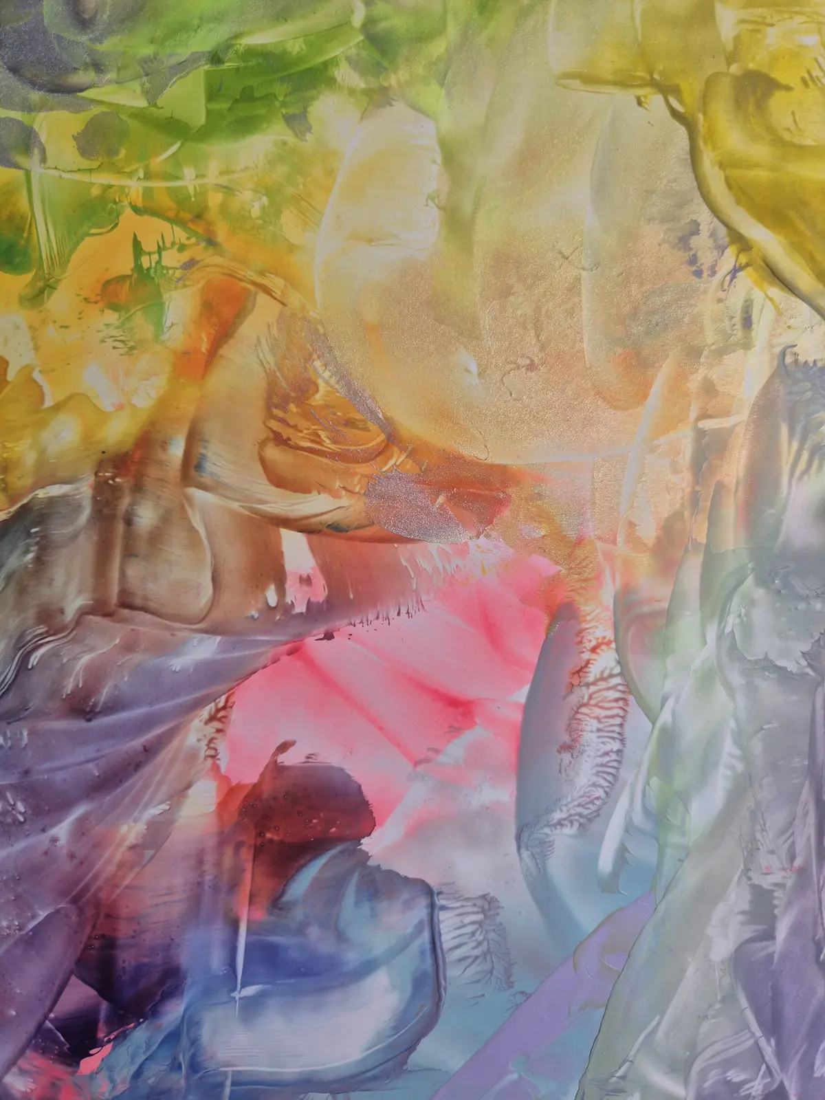 Kleurrijk werk gemaakt met was tijdens Encaustic Art