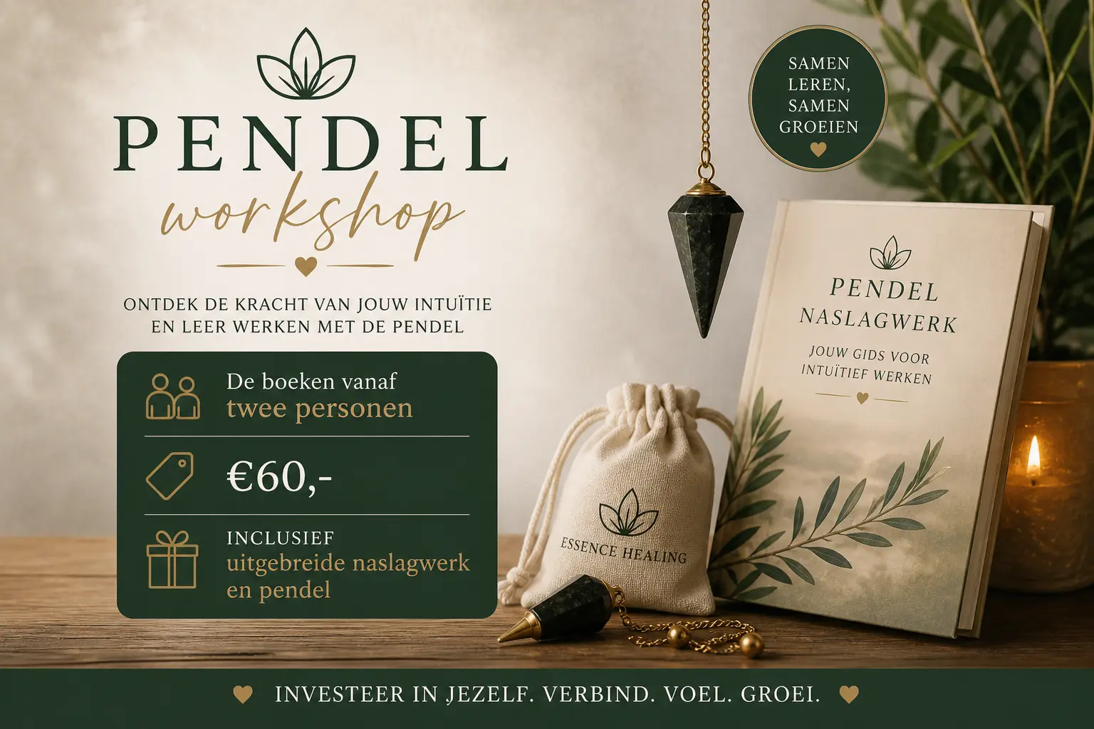 Pendel en oefenmateriaal voor de workshop leren pendelen in Gouda